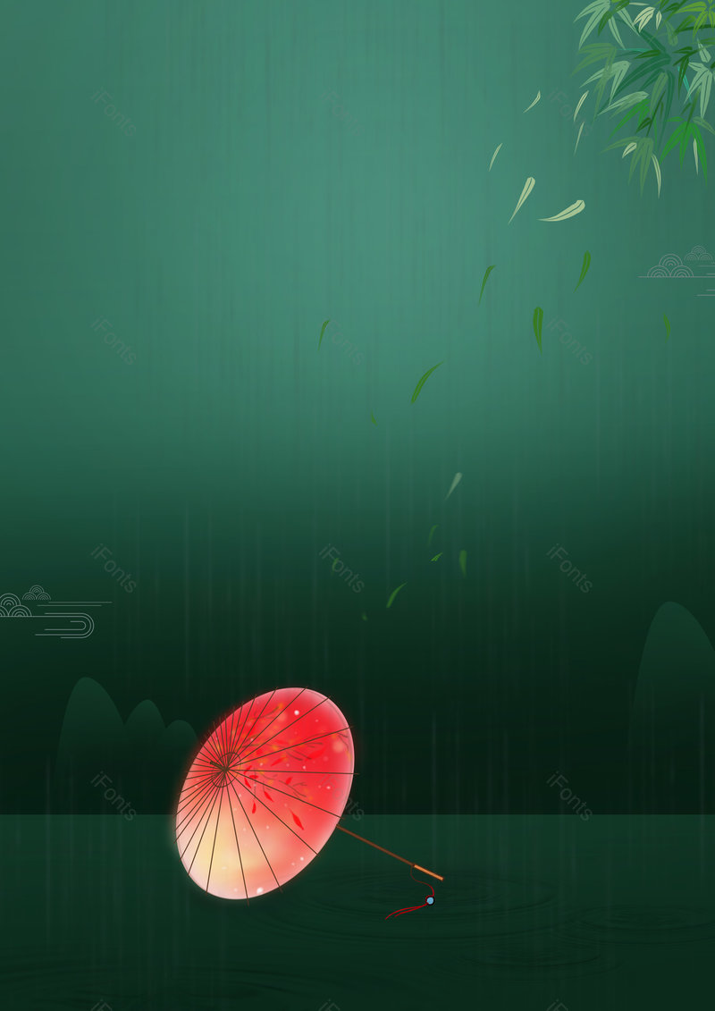 墨绿色中国风复古清明节雨纷纷海报背景,插画/手绘图,插画/手绘图库,插画/手绘图下载,插画/手绘